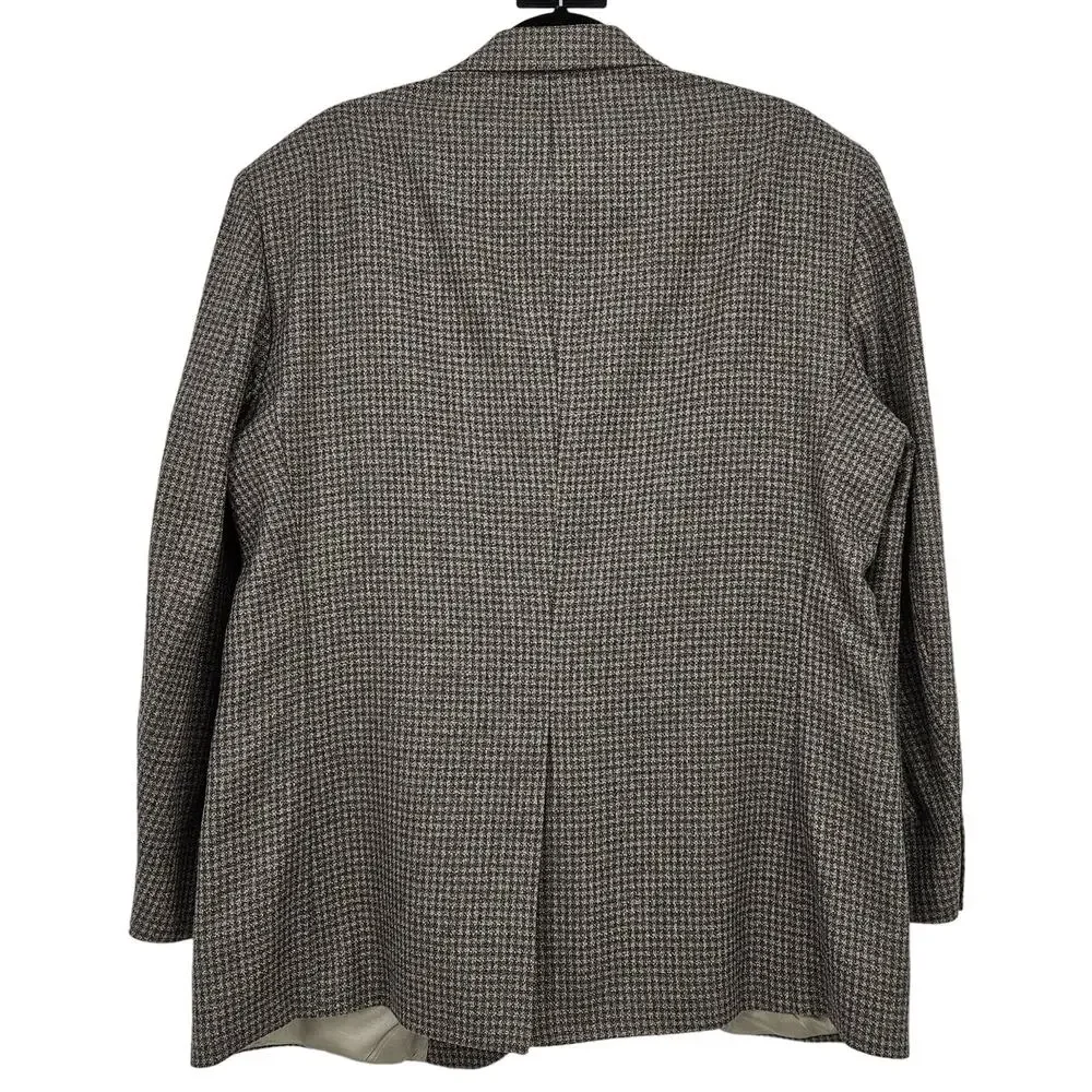 Towncraft 46R Mens Sports‎ Jacket Coat Blazer Houndstooth Wool Silk Blend Tan